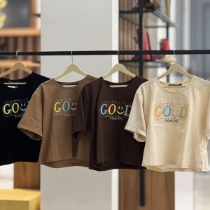 کراپ زنانه گلدوزی شده طرح GOOD